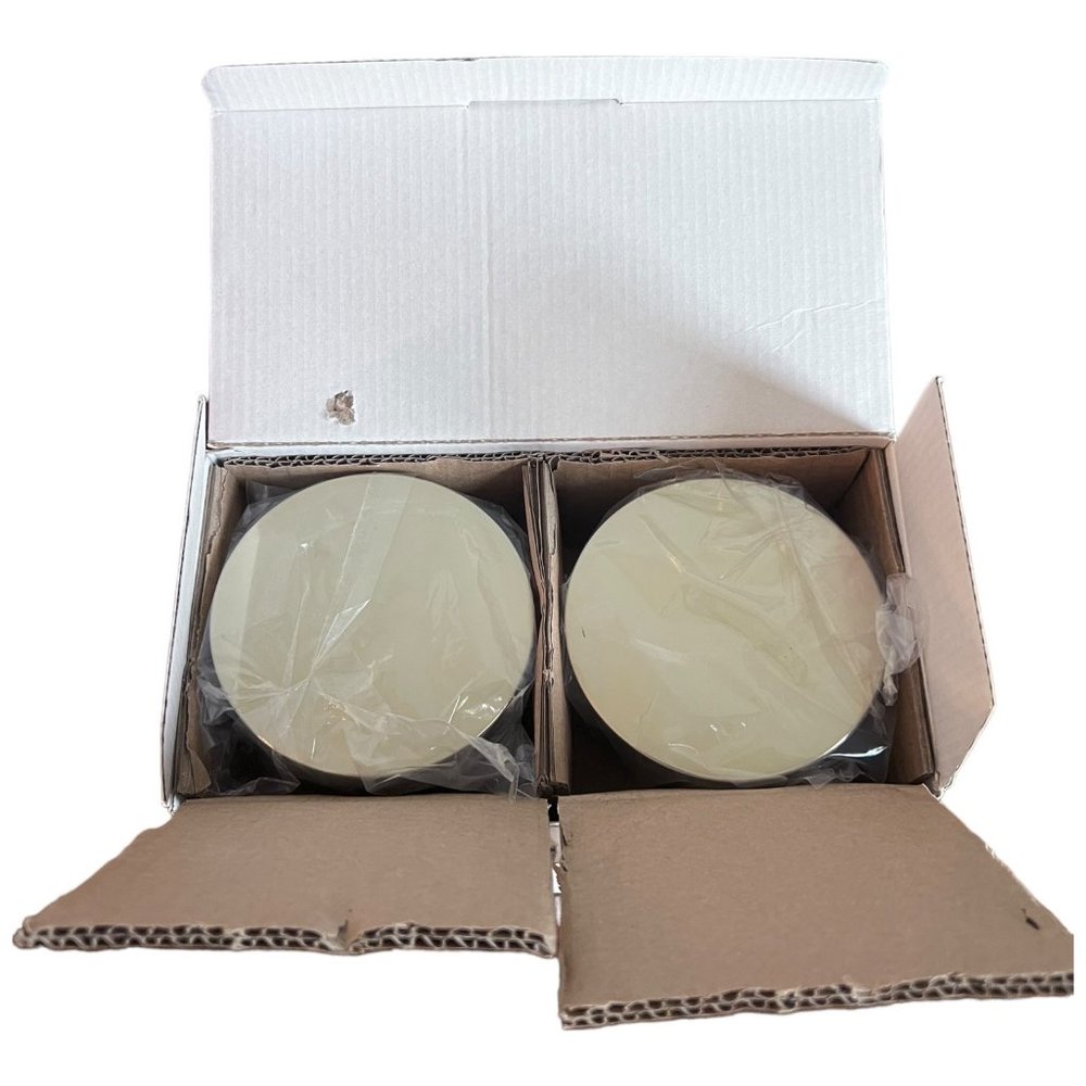 Z Gallerie Storage Duo Set Of 2 Ceramic Canisters Metal Lids 2.5x4 in 8.4oz NEW - Picture 7 of 9